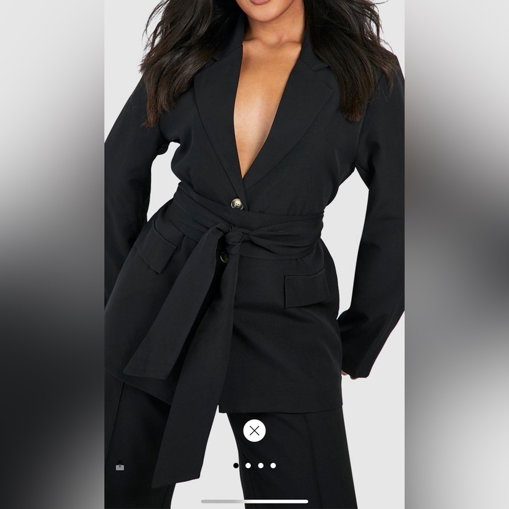 Plus woven obi tie blazer